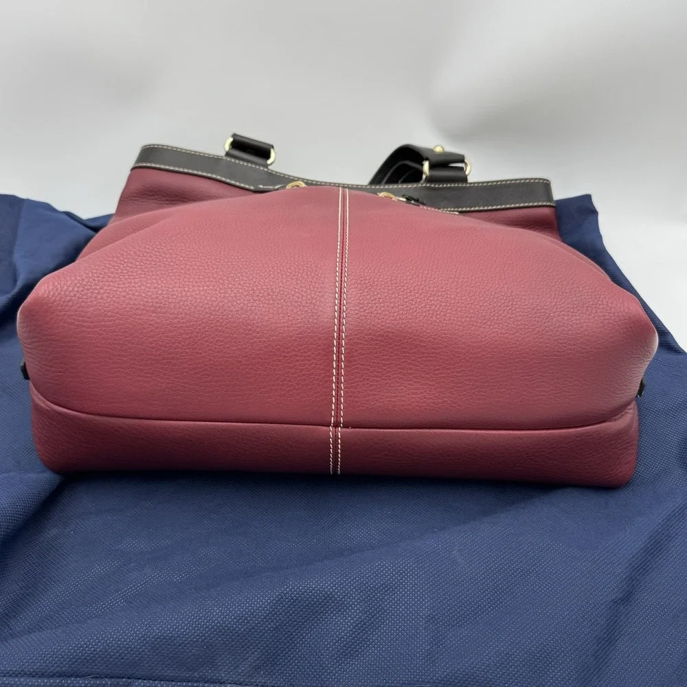 Dooney & Bourke Purse Red Pebbled‎ Leather w/ Black Handles Includes Dust Bag